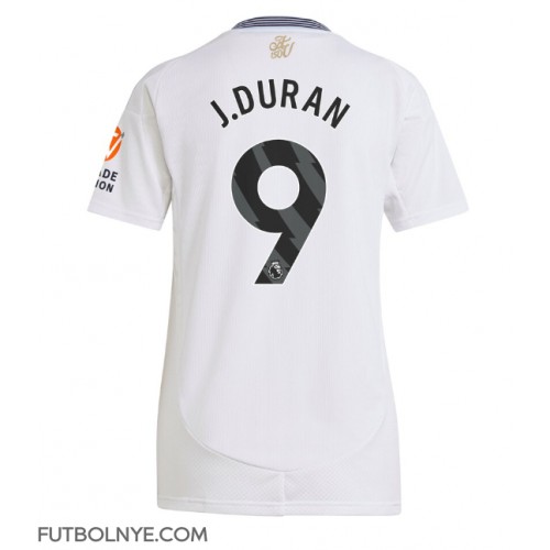 Camiseta Aston Villa Jhon Duran #9 Visitante Equipación para mujer 2024-25 manga corta